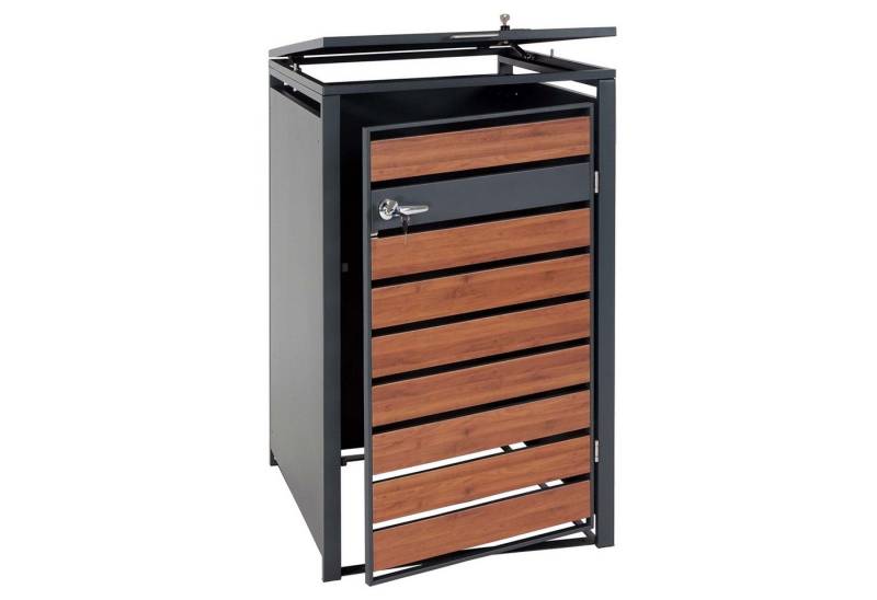 PROREGAL® Mülltonnenbox XL 1er/2er-Mülltonnenverkleidung 117x73x98cm Metall 36kg Dunkelbraun von PROREGAL®