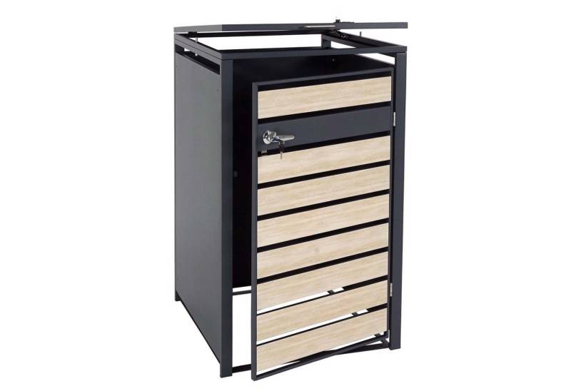 PROREGAL® Mülltonnenbox XL 1er/2er-Mülltonnenverkleidung 117x73x98cm Metall 36kg Hellbraun von PROREGAL®