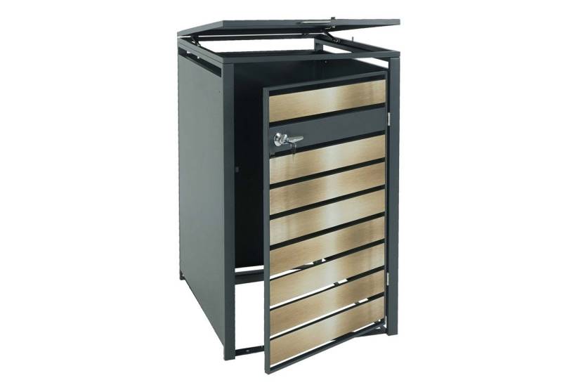 PROREGAL® Mülltonnenbox XL 1er/2erMülltonnenverkleidung 117x73x98cm Metall 36kg Anthrazit Gold von PROREGAL®