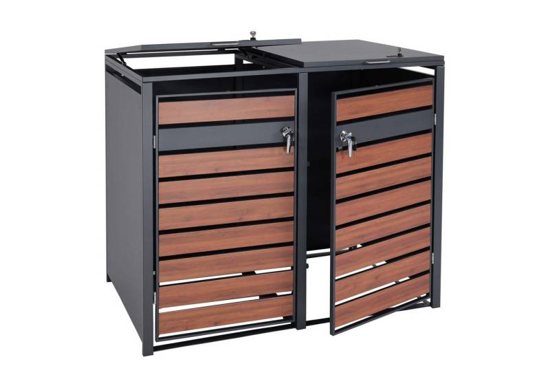 PROREGAL® Mülltonnenbox XL 2er/4er-Mülltonnenverkleidung 117x142x98cm Metall 59kg Dunkelbraun von PROREGAL®
