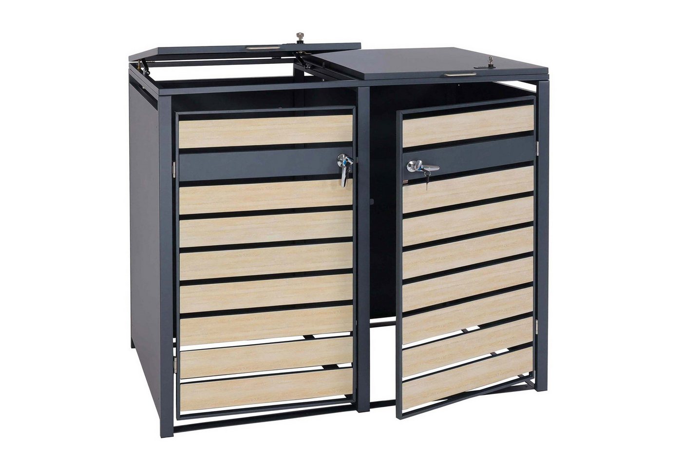 PROREGAL® Mülltonnenbox XL 2er/4er-Mülltonnenverkleidung 117x142x98cm Metall 59kg Hellbraun von PROREGAL®