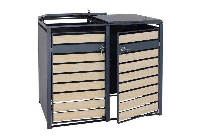 PROREGAL® Mülltonnenbox XL 2er/4er-Mülltonnenverkleidung 117x142x98cm Metall 59kg Hellbraun von PROREGAL®