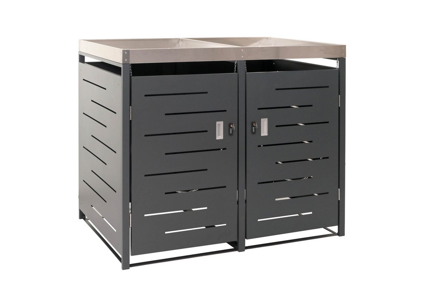 PROREGAL® Mülltonnenbox XL 2er-/4er-Mülltonnenverkleidung 125x140x102cm 80-240L Pflanzkasten von PROREGAL®