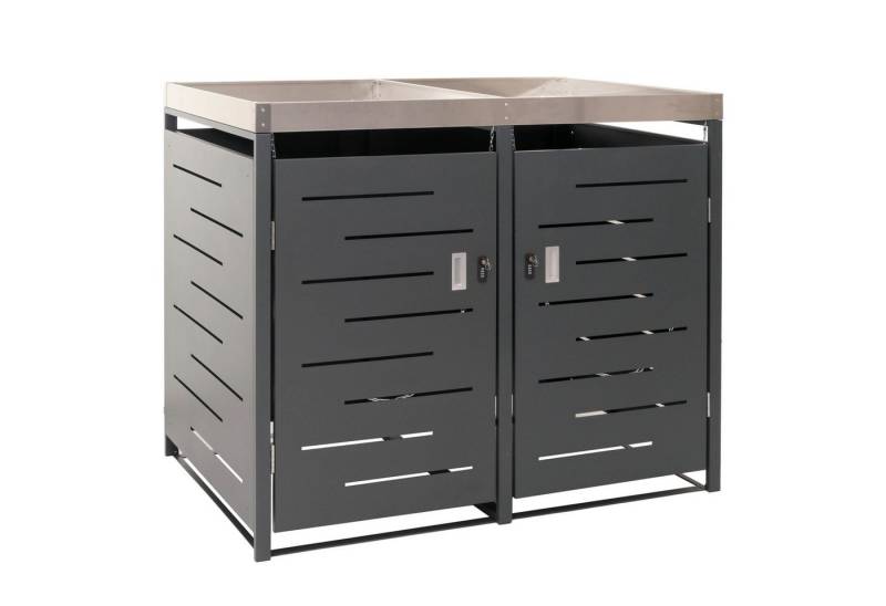 PROREGAL® Mülltonnenbox XL 2er-/4er-Mülltonnenverkleidung 125x140x102cm 80-240L Pflanzkasten von PROREGAL®
