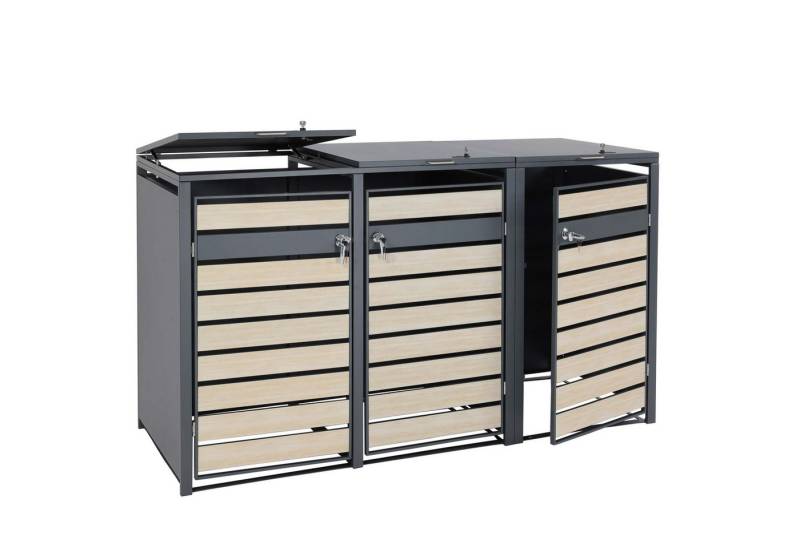 PROREGAL® Mülltonnenbox XL 3er/6er-Mülltonnenverkleidung 117x215x98cm Metall 95kg Hellbraun von PROREGAL®