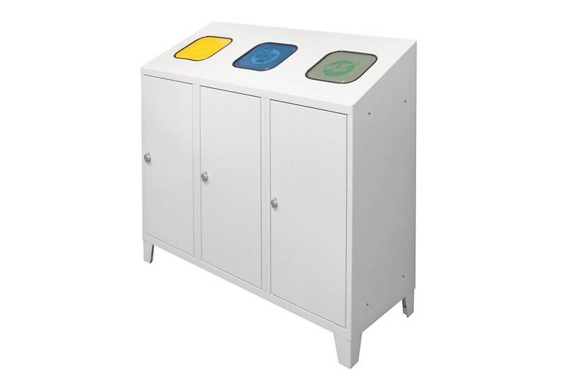 PROREGAL® Mülltrennsystem Recycling-Abfallsammler mit verzinktem Behälter Trio, Grau von PROREGAL®