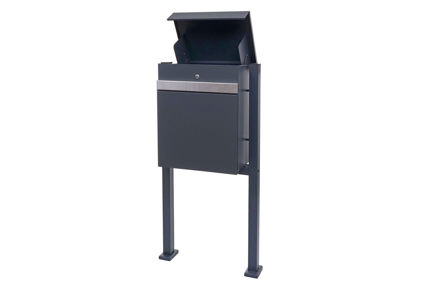 PROREGAL® Paketbriefkasten Paketkasten mit Standfuß HxBxT 120x59x36cm Metall anthrazit-Edelstahl von PROREGAL®