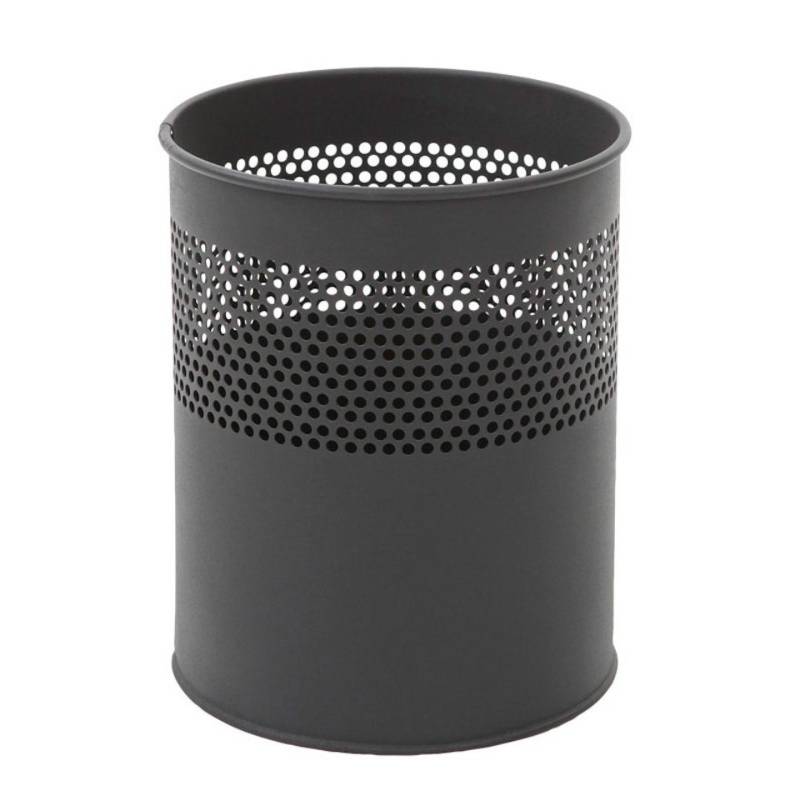 PROREGAL® Papierkorb Runder halbperforierter Papierkorb aus Metall, 10L, Schwarz von PROREGAL®