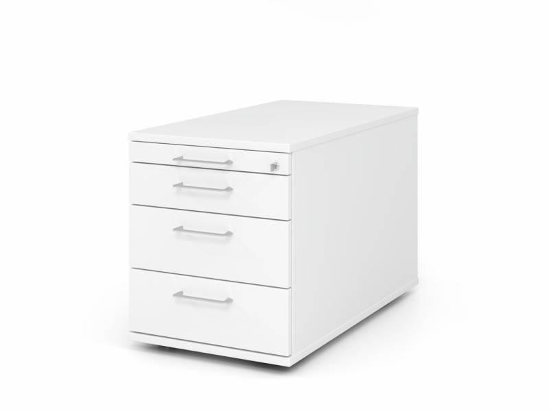 PROREGAL® Rollcontainer Rollcontainer, Weiß, HxBxT 51,2x42,8x80cm,  Metallgriff, 4 Schübe von PROREGAL®