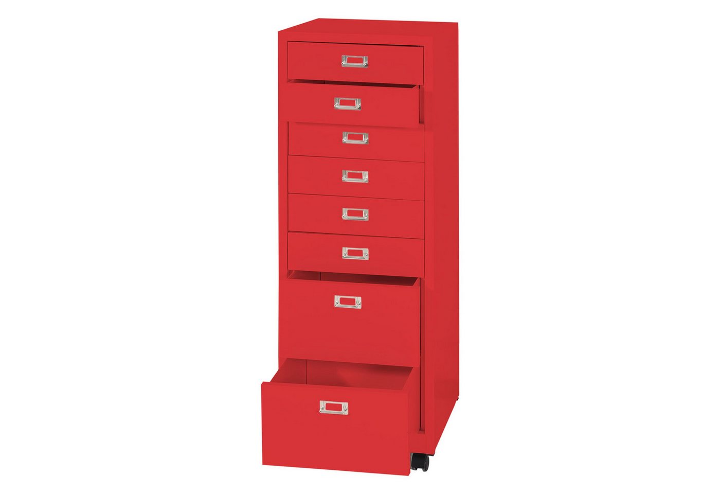 PROREGAL® Rollcontainer Rollcontainer 115x40x41cm Metall 8 Schubladen Rot Schubladenschrank von PROREGAL®