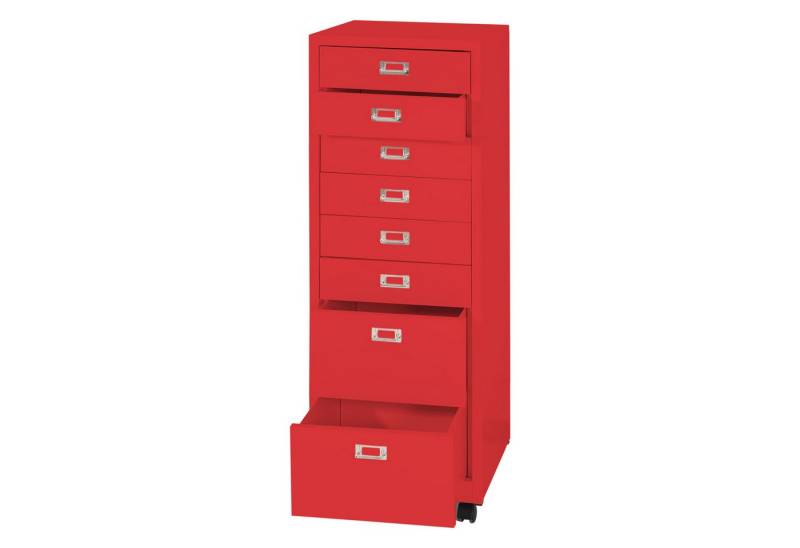 PROREGAL® Rollcontainer Rollcontainer 115x40x41cm Metall 8 Schubladen Rot Schubladenschrank von PROREGAL®