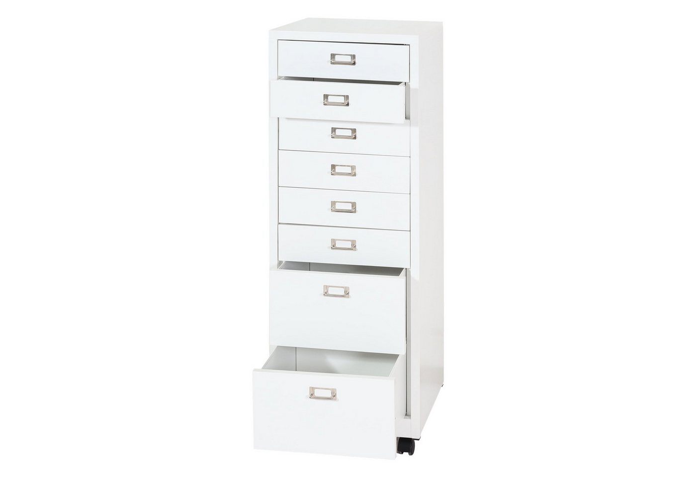 PROREGAL® Rollcontainer Rollcontainer 115x40x41cm Metall 8 Schubladen Weiß Schubladenschrank von PROREGAL®