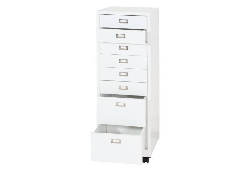 PROREGAL® Rollcontainer Rollcontainer 115x40x41cm Metall 8 Schubladen Weiß Schubladenschrank von PROREGAL®