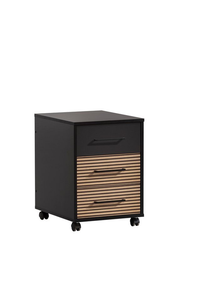 PROREGAL® Rollcontainer Rollcontainer Raven. HxBxT 57x40x50cm. Akustikplattenoptik Schwarz von PROREGAL®