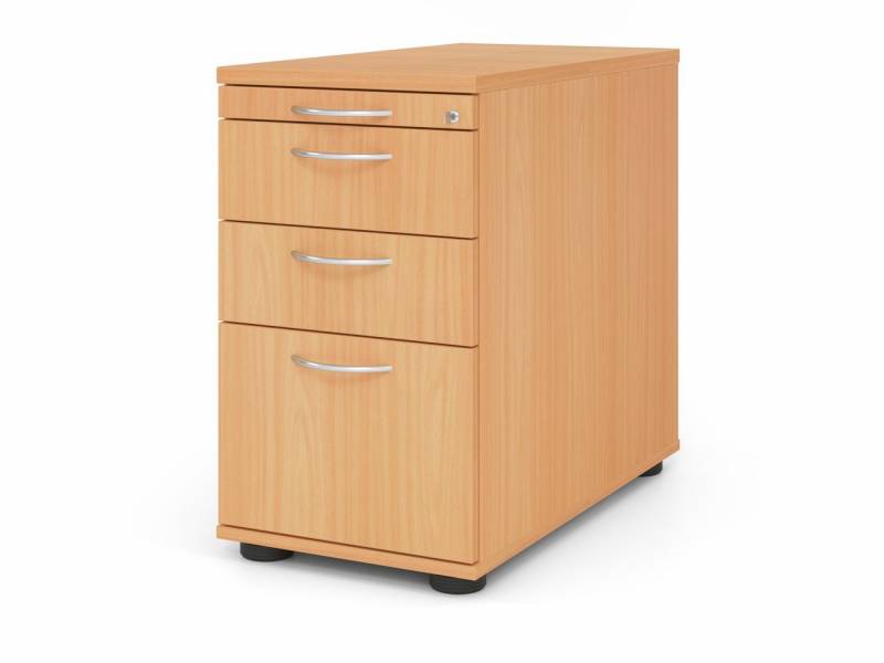 PROREGAL® Rollcontainer Standcontainer, Buche, HxBxT 76x42,8x80cm,  Bogengriff, 4 Schübe von PROREGAL®