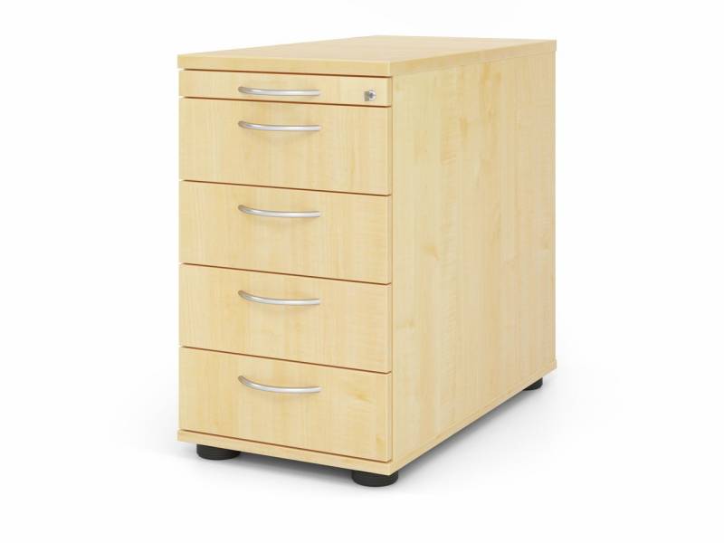 PROREGAL® Rollcontainer Standcontainer, Ahorn, HxBxT 76x42,8x80cm,  Bogengriff, 5 Schübe von PROREGAL®