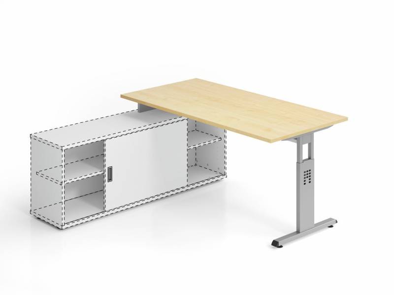 PROREGAL® Schreibtisch Anbauschreibtisch Aleksi,  Ahorn,  B: 160cm, H: 72-75-78cm von PROREGAL®