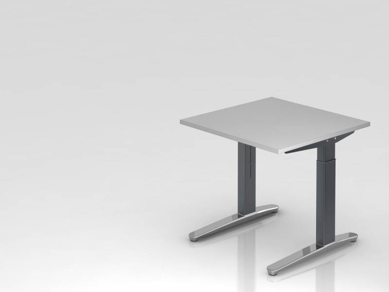 PROREGAL® Schreibtisch Schreibtisch, Grau, Graues Gestell poliert, BxT 80x80cm, H 65-85cm von PROREGAL®