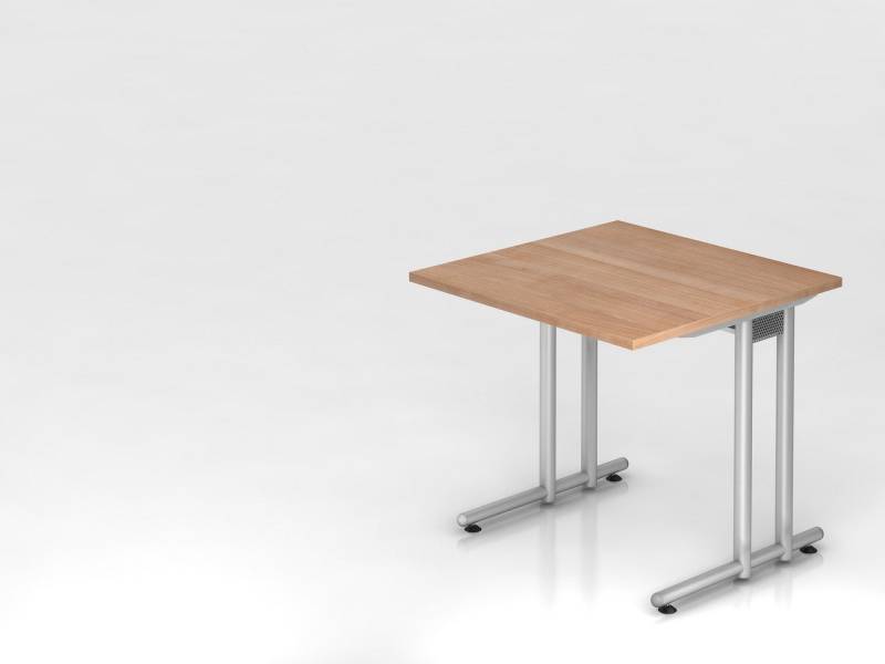 PROREGAL® Schreibtisch Schreibtisch Mauno,  Nussbaum,  BxT 80x80cm, Arbeitshöhe 72cm von PROREGAL®