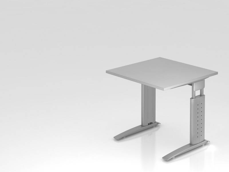 PROREGAL® Schreibtisch Schreibtisch Mauri,  Grau, Silber Gestell, BxT 80x80cm, H 68-86cm von PROREGAL®