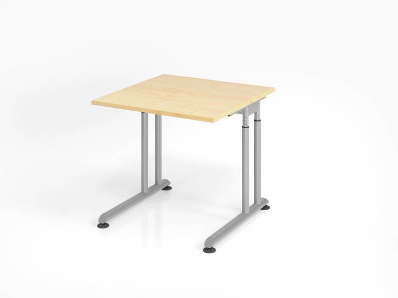 PROREGAL® Schreibtisch Schreibtisch Nilo, Ahorn, Silber Gestell , BxT 80x80cm, H 68-82cm von PROREGAL®
