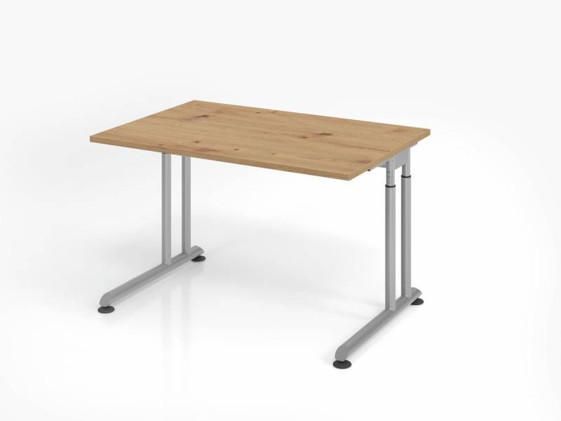 PROREGAL® Schreibtisch Schreibtisch Nilo, Asteiche, Silber Gestell , BxT 120x80cm, H 68-82cm von PROREGAL®