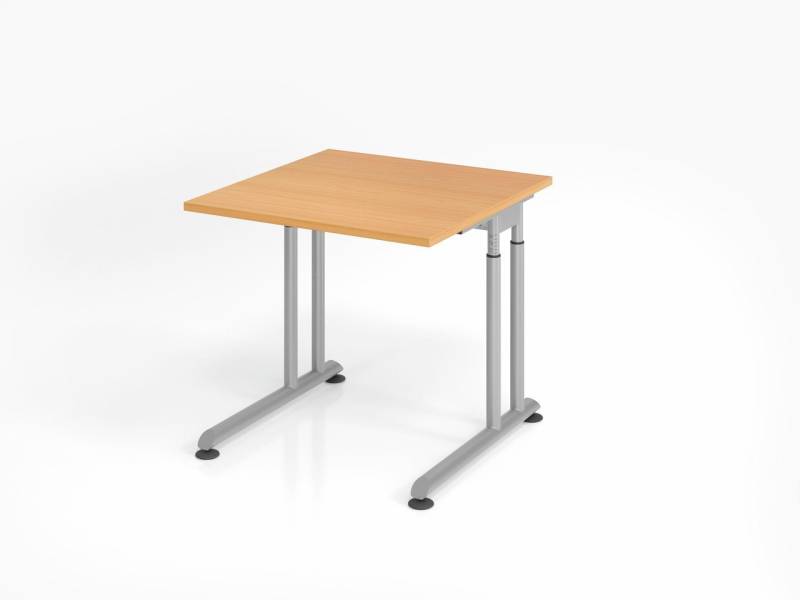 PROREGAL® Schreibtisch Schreibtisch Nilo, Buche, Silber Gestell , BxT 80x80cm, H 68-82cm von PROREGAL®