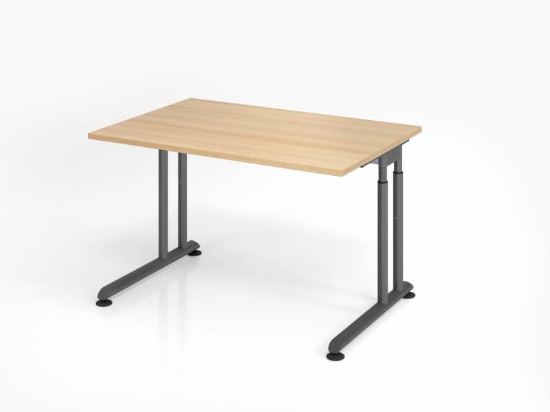 PROREGAL® Schreibtisch Schreibtisch Nilo, Eiche, Graues Gestell , BxT 120x80cm, H 68-82cm von PROREGAL®