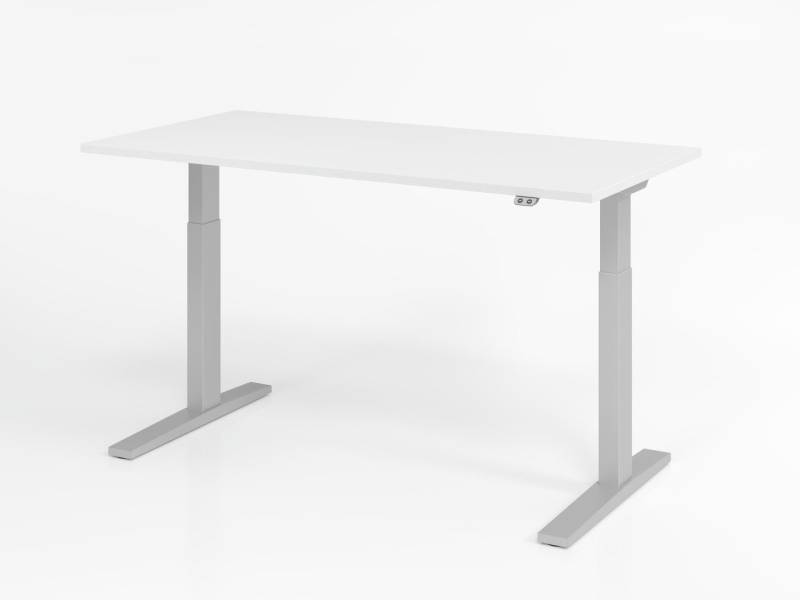 PROREGAL® Schreibtisch Schreibtisch Oskari,  Weiß,  B: 160cm, H: 70-120cm,  Rechteckform von PROREGAL®