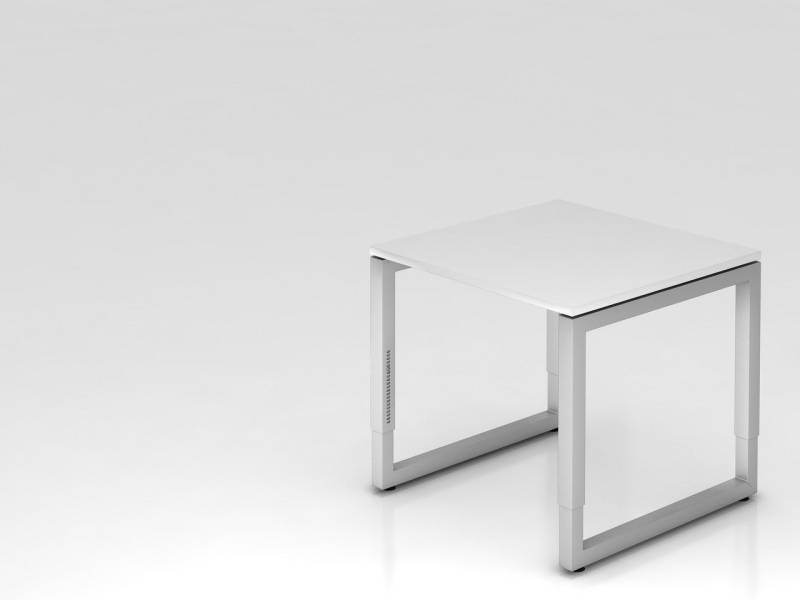 PROREGAL® Schreibtisch Schreibtisch Pavo, Weiß, Silber Gestell , BxT 80x80cm, H 65-85cm von PROREGAL®