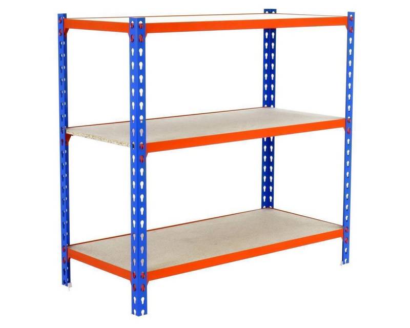 PROREGAL® Schwerlastregal BABY MULI 90x90x30cm 3 Fachböden Fachlast 150kg Blau-Orange von PROREGAL®