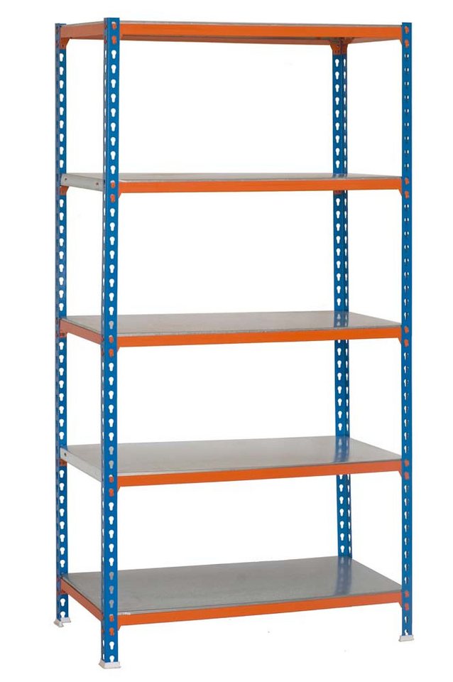 PROREGAL® Schwerlastregal BIG METAL SHARK 200x100x40cm Fachlast 180kg Blau-Orange von PROREGAL®