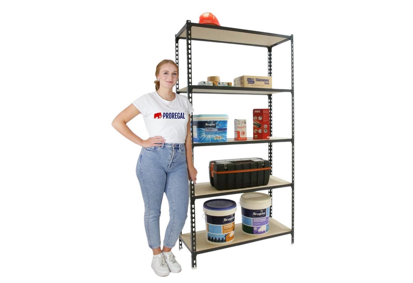 PROREGAL® Schwerlastregal BIG MULI, HxBxT 200x110x30cm, 5 Fachböden, Anthrazit von PROREGAL®