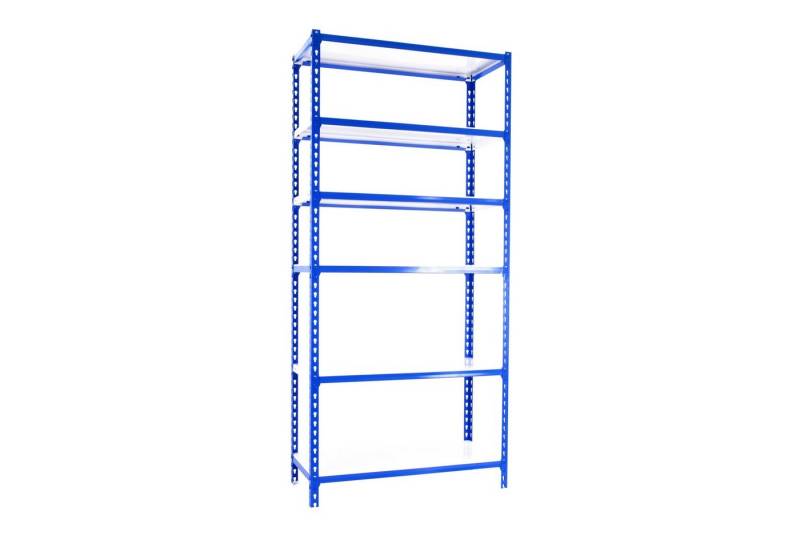 PROREGAL® Schwerlastregal GIANT METAL SHARK, HxBxT 250x110x30cm, Fachlast 200kg, Blau-Weiß, Erhältlich mit Spanplatten oder Stahböden in vielen Dimensionen von PROREGAL®