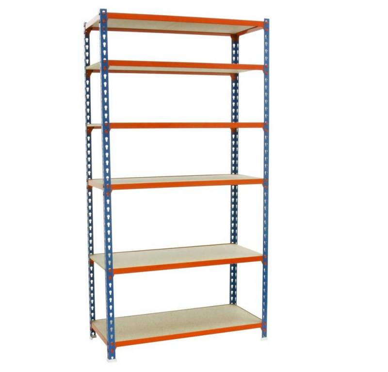 PROREGAL® Schwerlastregal GIANT MULI 250x80x30cm 6 Fachböden Fachlast 150kg Blau-Orange von PROREGAL®