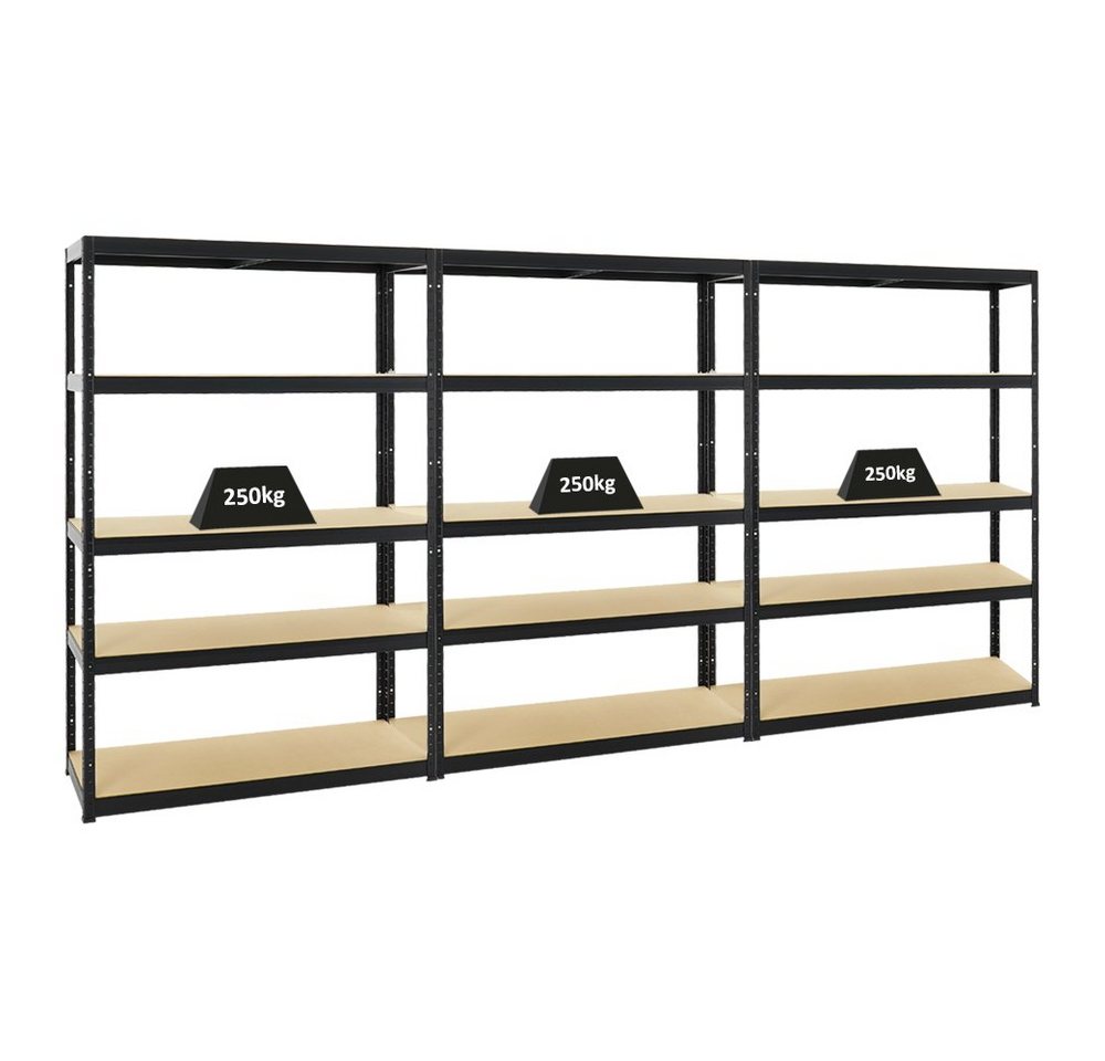 PROREGAL® Schwerlastregal Lastenregal Kellerregal MegaDeal 3x ELEPHANT 180x120x45cm Schwarz, 3-tlg., Robustes Lastenregal Garagenregal Werkstattregal Kellerregal von PROREGAL®