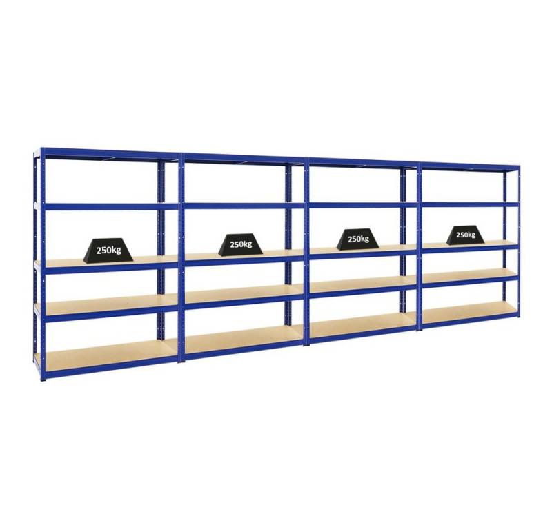 PROREGAL® Schwerlastregal Lastenregal Kellerregal MegaDeal 4x ELEPHANT 180x120x45cm Blau, 4-tlg., Robustes Lastenregal Garagenregal Werkstattregal Kellerregal von PROREGAL®