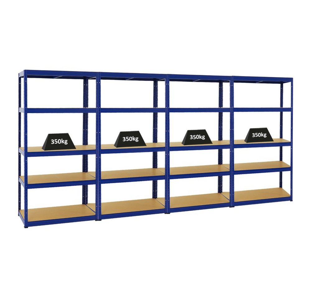 PROREGAL® Schwerlastregal Lastenregal Kellerregal MegaDeal 4x ELEPHANT 180x90x45cm Blau, 4-tlg., Robustes Lastenregal Garagenregal Werkstattregal Kellerregal von PROREGAL®