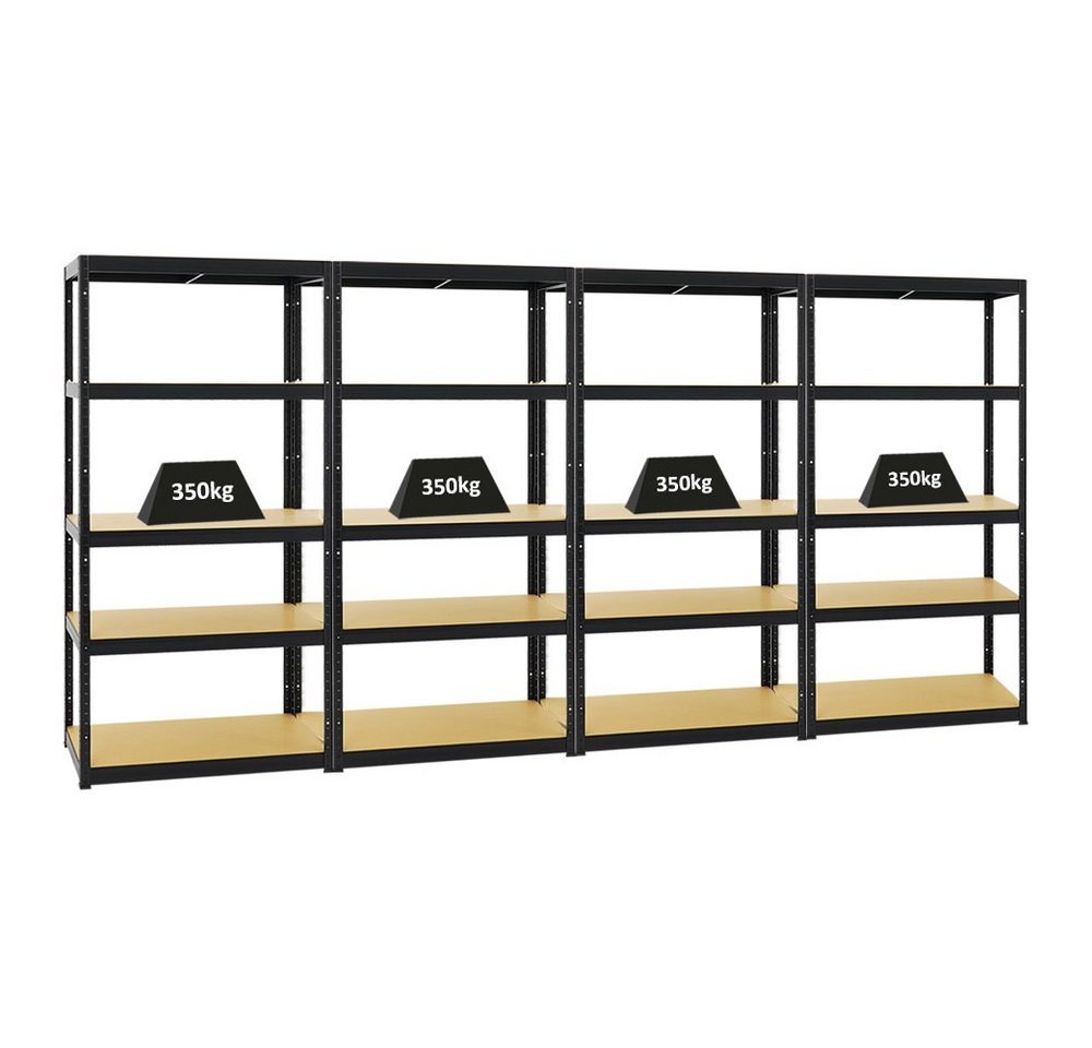 PROREGAL® Schwerlastregal Lastenregal Kellerregal MegaDeal 4x ELEPHANT 180x90x45cm Schwarz, 4-tlg., Robustes Lastenregal Garagenregal Werkstattregal Kellerregal von PROREGAL®