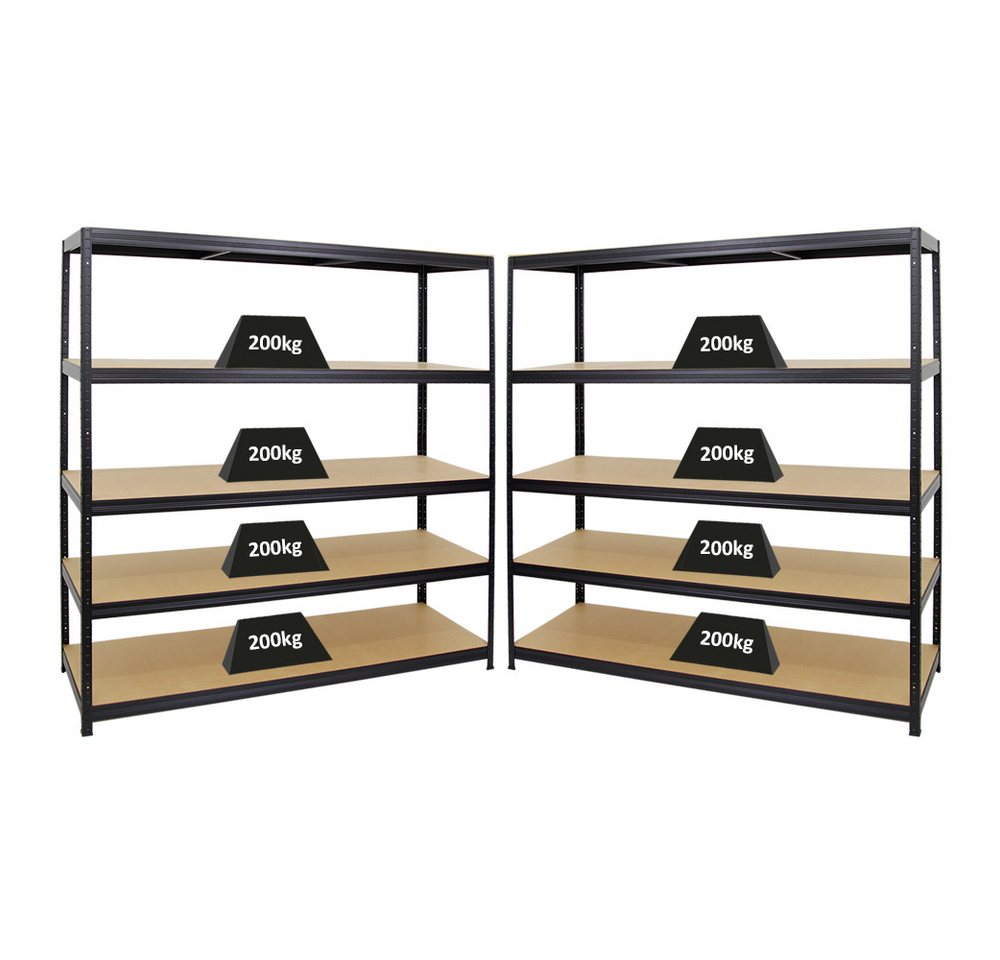 PROREGAL® Schwerlastregal MegaDeal Garagenregal Kellerregal Steckregal ELEPHANT mit 5 Ebenen, 2-tlg., Robustes Lastenregal Garagenregal Werkstattregal Kellerregal von PROREGAL®