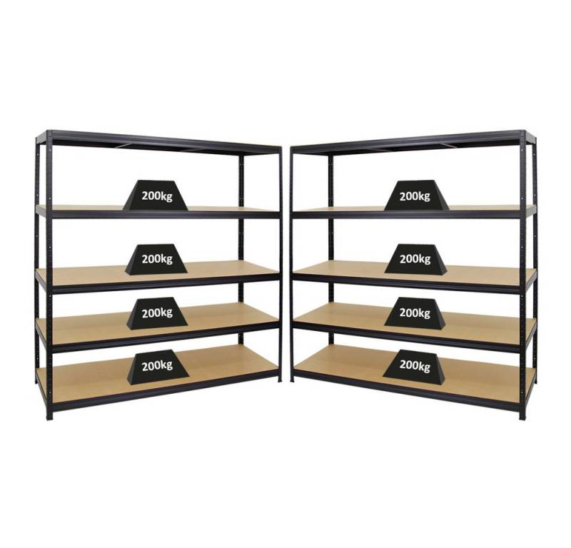 PROREGAL® Schwerlastregal MegaDeal Garagenregal Kellerregal Steckregal ELEPHANT mit 5 Ebenen, 2-tlg., Robustes Lastenregal Garagenregal Werkstattregal Kellerregal von PROREGAL®