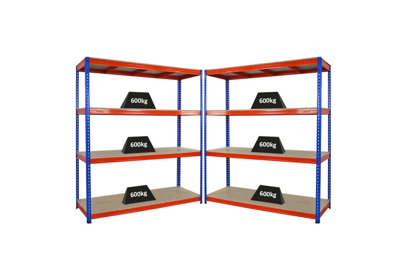 PROREGAL® Schwerlastregal MegaDeal 2x Schwerlastregal BISON, 180x160x60cm, 4 Ebenen, Blau-Orange, 2-tlg. von PROREGAL®