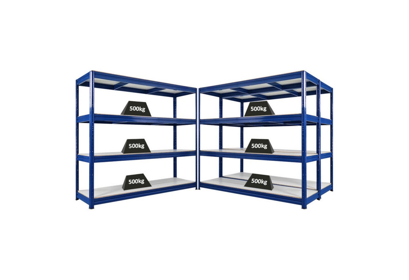 PROREGAL® Schwerlastregal MegaDeal 2x Schwerlastregal DINO, HxBxT 180x90x45cm, Verzinkt, 3-tlg. von PROREGAL®