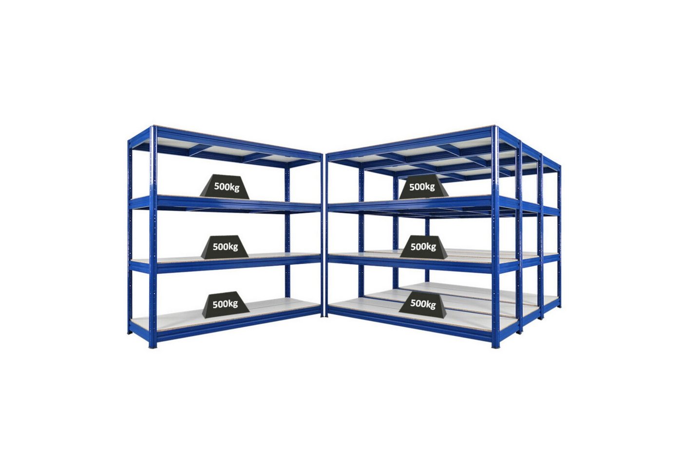 PROREGAL® Schwerlastregal MegaDeal 2x Schwerlastregal DINO, HxBxT 180x90x45cm, Verzinkt, 4-tlg. von PROREGAL®