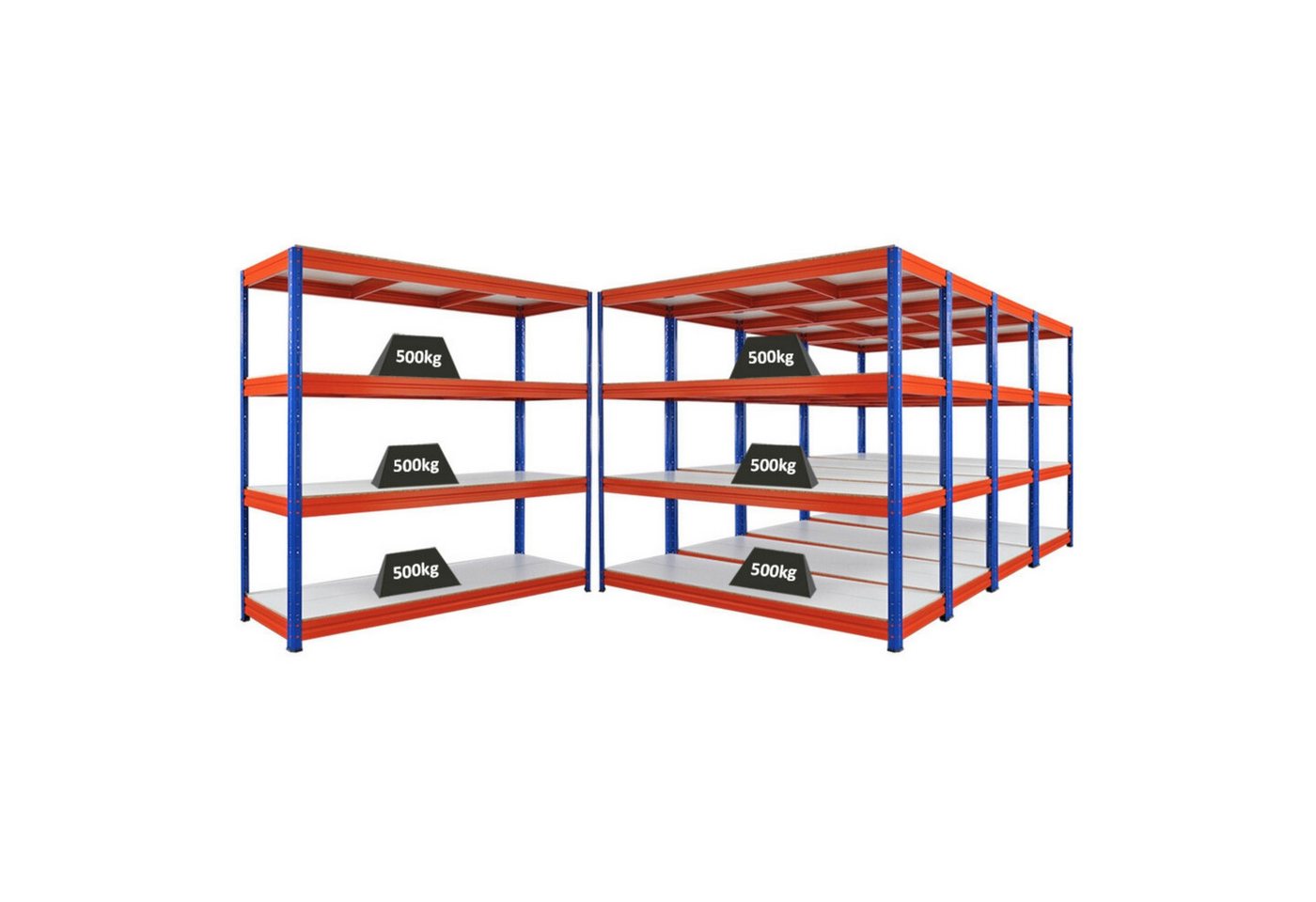 PROREGAL® Schwerlastregal MegaDeal 2x Schwerlastregal DINO, HxBxT 180x90x45cm, Verzinkt, 5-tlg. von PROREGAL®