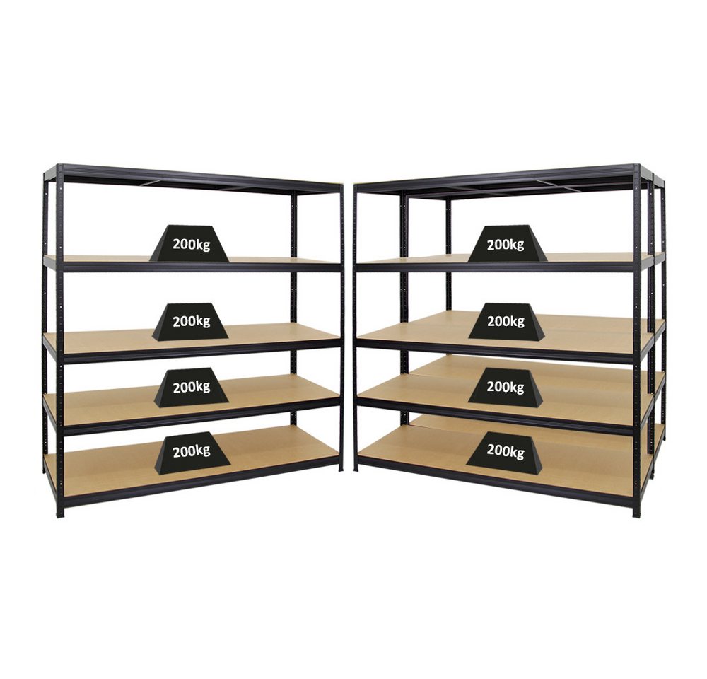 PROREGAL® Schwerlastregal MegaDeal Garagenregal Kellerregal Steckregal ELEPHANT mit 5 Ebenen, 3-tlg., Robustes Lastenregal Garagenregal Werkstattregal Kellerregal von PROREGAL®