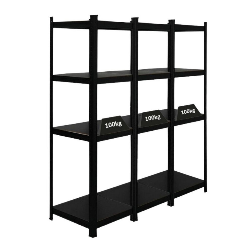 PROREGAL® Schwerlastregal MegaDeal 3x All Black Ragnar 150x45x45cm Fachlast 100kg Schwarz, 3-tlg., Kellerregal Steckregal Garagenregal Wohnregal Schwarzes Gestell von PROREGAL®
