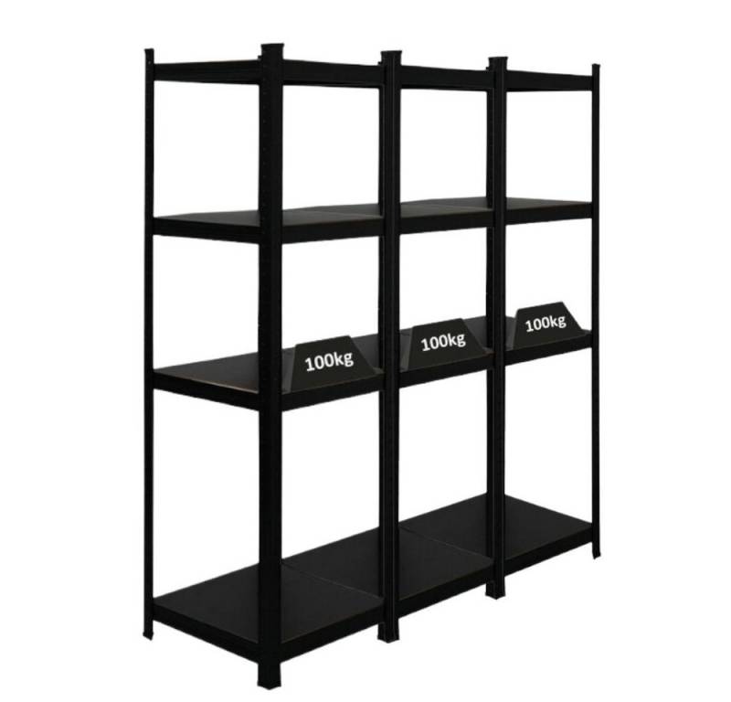 PROREGAL® Schwerlastregal MegaDeal 3x All Black Ragnar 150x45x45cm Fachlast 100kg Schwarz, 3-tlg., Kellerregal Steckregal Garagenregal Wohnregal Schwarzes Gestell von PROREGAL®