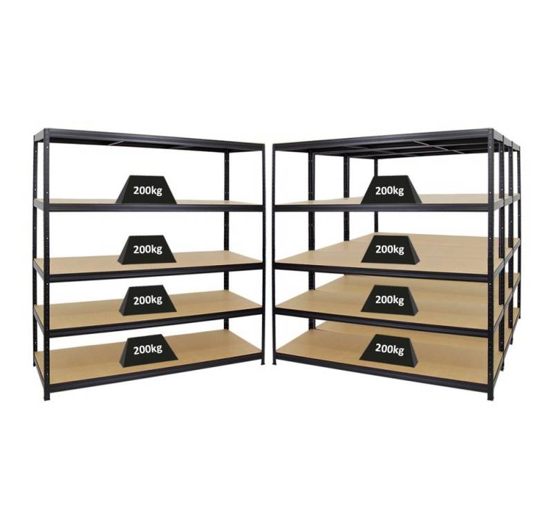 PROREGAL® Schwerlastregal MegaDeal Garagenregal Kellerregal Steckregal ELEPHANT mit 5 Ebenen, 4-tlg., Robustes Lastenregal Garagenregal Werkstattregal Kellerregal von PROREGAL®