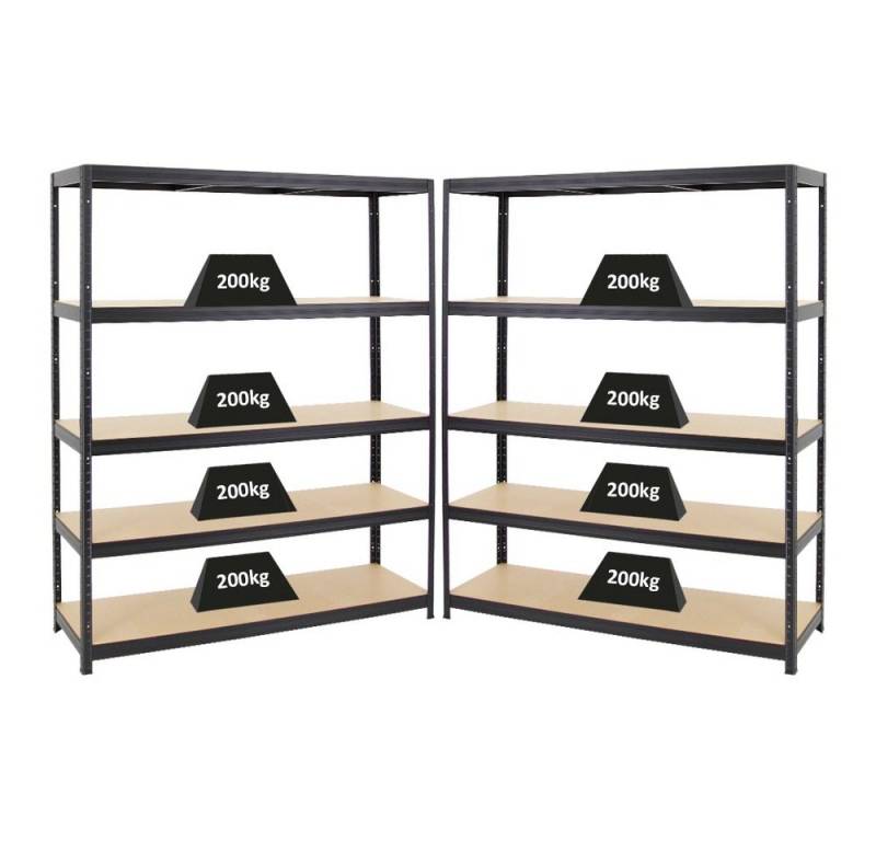 PROREGAL® Schwerlastregal MegaDeal Garagenregal Kellerregal Steckregal ELEPHANT mit 5 Ebenen, 2-tlg., Robustes Lastenregal Garagenregal Werkstattregal Kellerregal von PROREGAL®